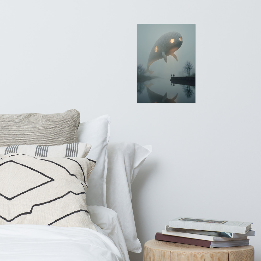 Affiche « Baleine des Brumes » dans une chambre