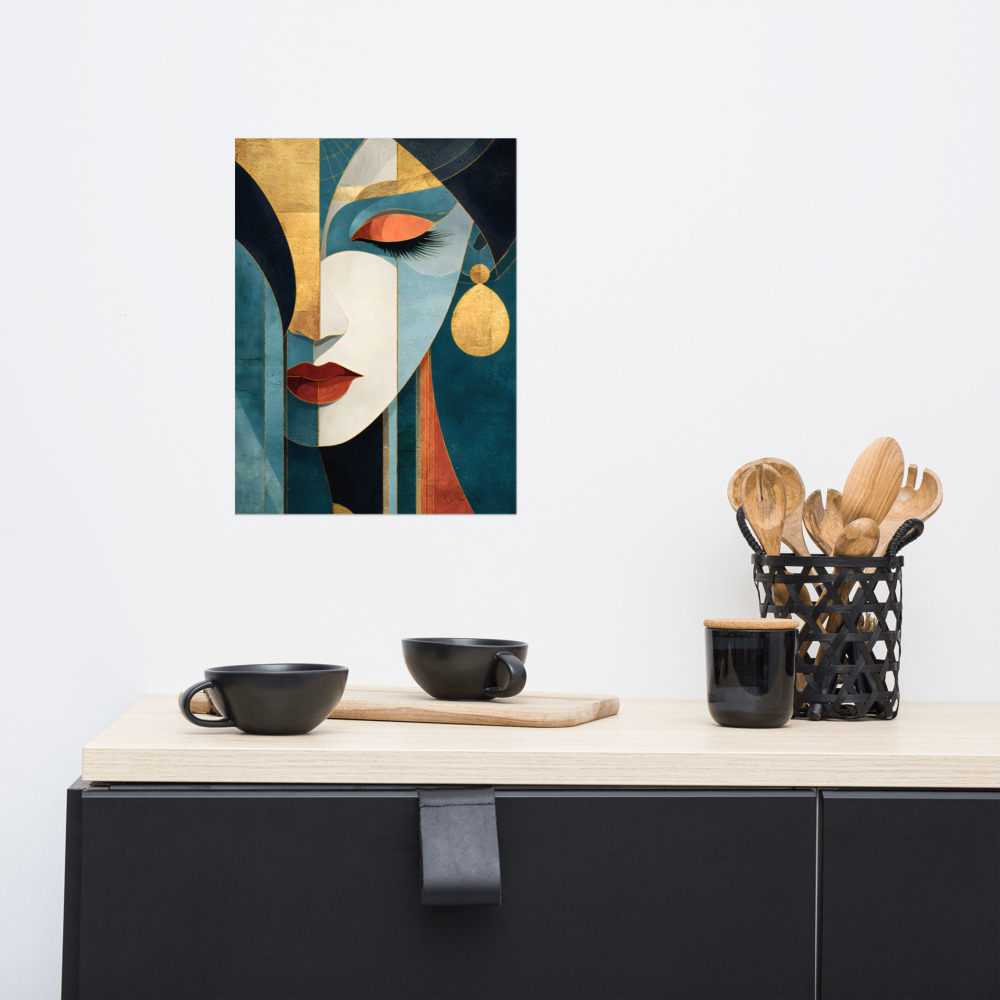 Affiche « Fragments de Grâce » au-dessus d’un buffet