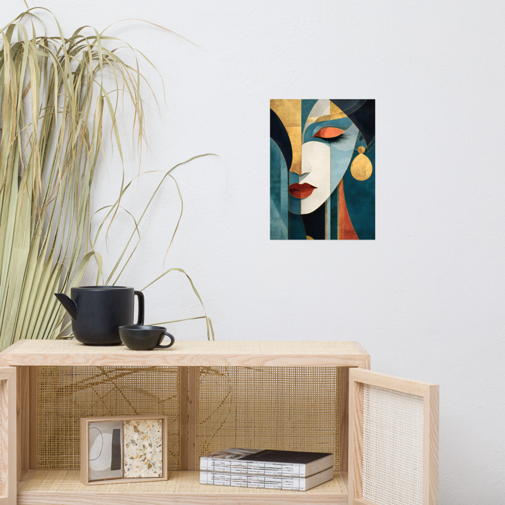 Affiche « Fragments de Grâce » dans un salon clair